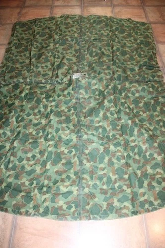 US Military Issue WW2 WWII Army USMC Wet Weather Rain Poncho Camouflage   JM61