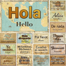 Spanish Language Posters Set, 16 Spanish Phrases Charts, Classroom Wall Decor