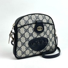GUCCI GG Supreme Navy PVC Leather Shoulder Bag Vintage Authentic