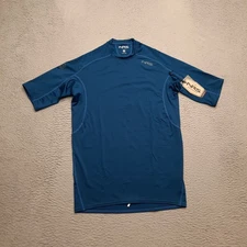 NRS Rash Guard Shirt Men Small Blue UPF 50+ Swim Surf Beach Short Sleeve Fishing