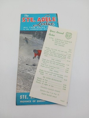 1940s Ste Adele Lodge Quebec Canada Ski Resort Brochure Vintage Ephemera Rates