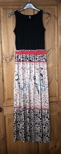 HQ Fashion black beige red jersey top print maxi dress S 6 8 10