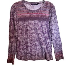 Prana Tilly Top Womens Medium Lavender Floral Recycled Organic Burnout Knit Tee