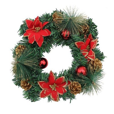Weihnachtskranz Künstliche Fichte 12'' 30CM Rote Weihnachtsstern Türdekoration