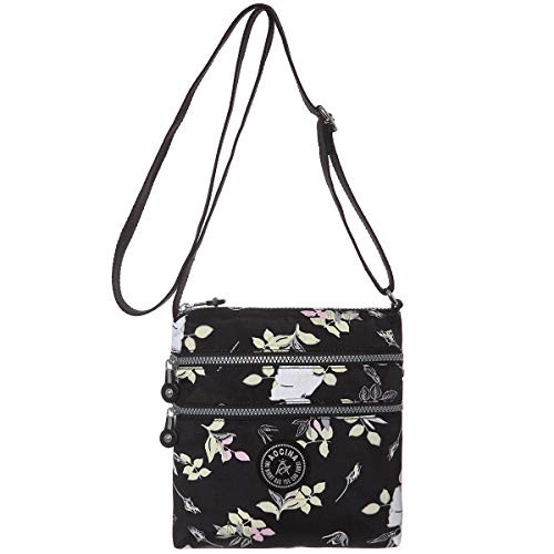 For Women Multi Pocket Small Cross Body Black Flower