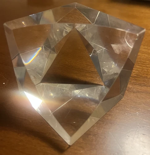 Steuben Pyramid Block Lloyd Atkins PAPERWEIGHT / SCULPTURE  4"