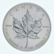 Better Date - 1989 Canada 5 Dollars - 1 Oz Maple Leaf World Coin- Silver *752