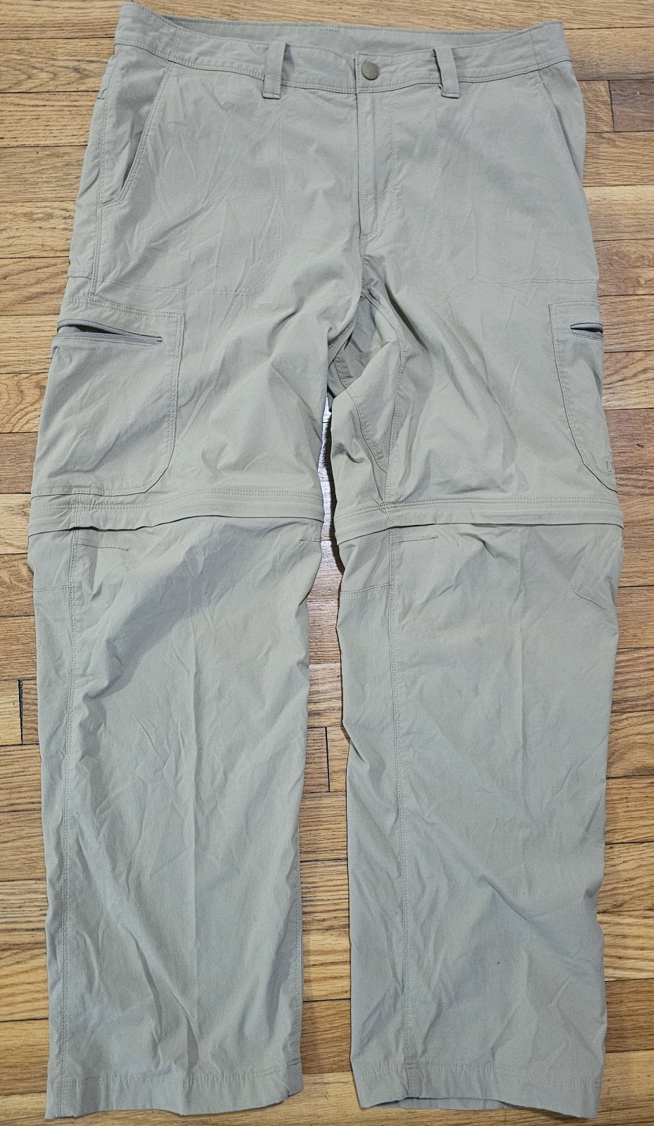 LL Bean Cargo Pants Mens 35X30 Tan Convertible Utility Pocket Hiking Outdoor EUC