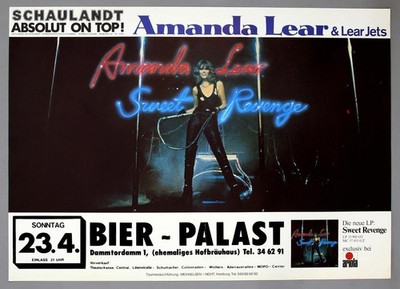 AMANDA LEAR   rare vintage original Hamburg 1978 concert poster *SWEET REVENGE*