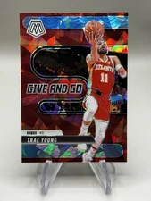 2024-25 Panini Mosaic Give and Go Blue Ice Mosaic Prizm Trae Young /125