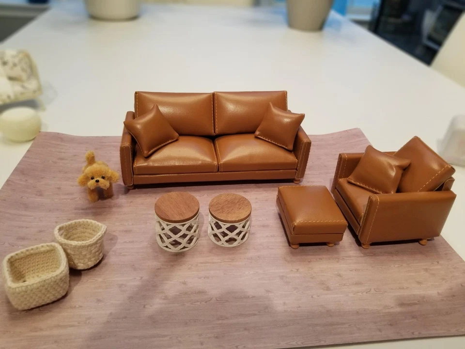 Mesas de centro de granja modernas miniatura para casa de muñecas (2) estante y espejo 1:12 Foto 2 de 4