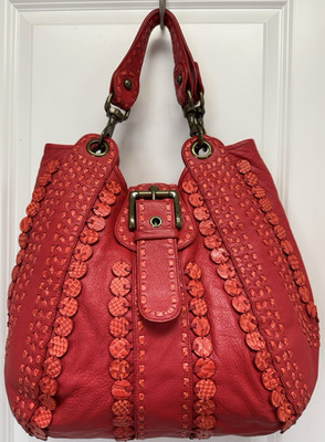 ISABELLA FIORE RED LEATHER BAG - Blends of bohemian charm and vintage elegance!