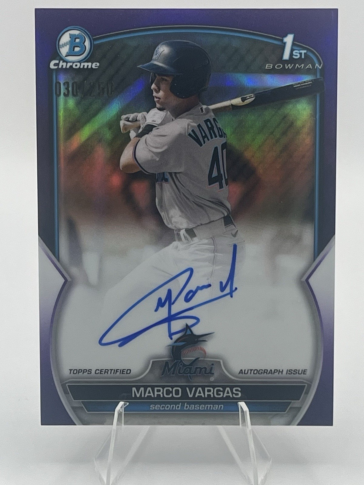 2023 Marco Vargas 1st Bowman Chrome - Prospect Auto Purple Refractor /250