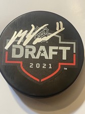 Florida Panthers MACKIE SAMOSKEVICH Signed 2021 NHL Draft Hockey Puck