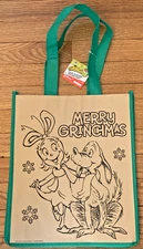 Fun Express NEW Color-Your-Own Cindy Lou/Max  "Merry Grinchmas" Tote Bag 12"x10"
