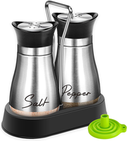 Salz Und Pfefferstreuer Set Mit Halter,Salz- Und Pfefferstreuer Set Edelstahl Mi