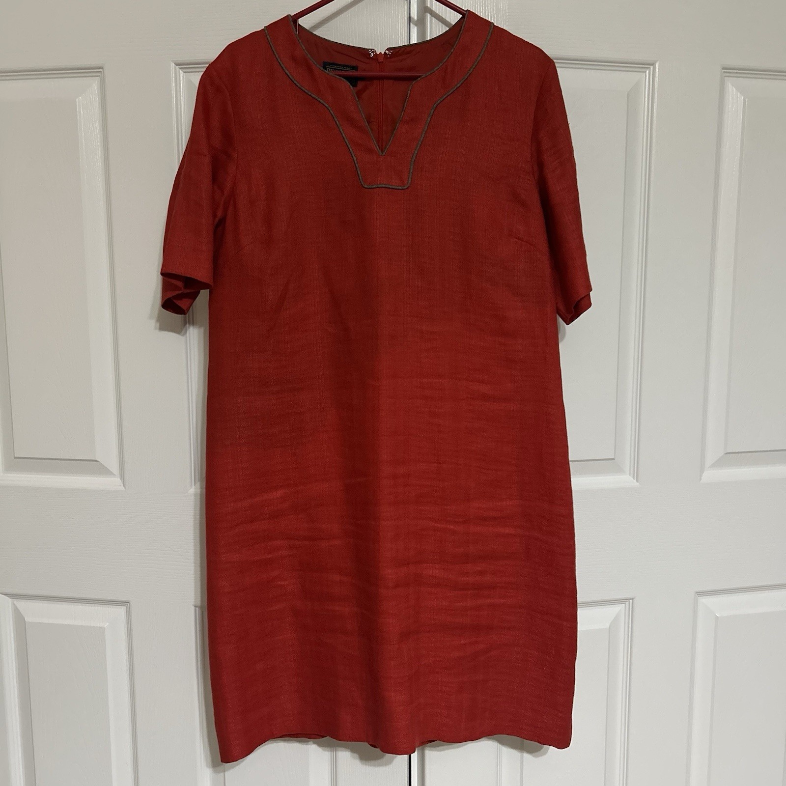 Pendleton Red-Orange Lora V-neck Shift Dress Size… - image 2