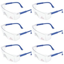 Boxer Clear Lens Blue Temple Safety Glasses, Anti-Scratch-Fog (Pack of 6)