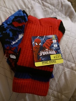 Marvel Spider-Man Boys Athletic Sport Socks 2 Pairs Size M (6-8½)