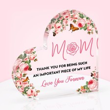 Gifts for Mom from Daughter Son - Heart Engraved Acrylic Plaque 6 Transparent
