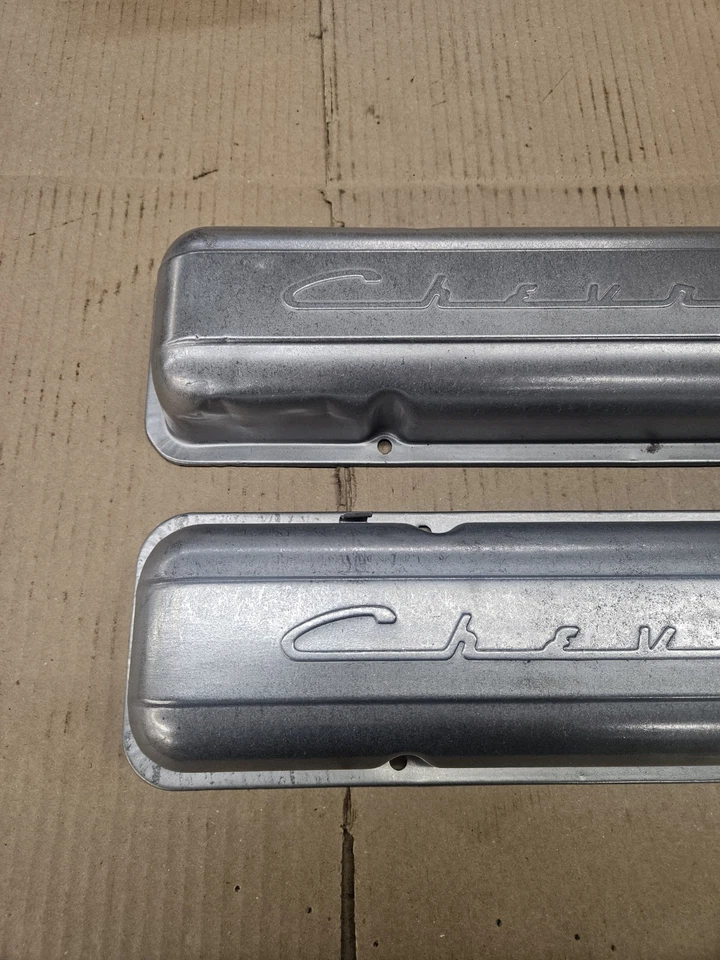 1955-1958 Corvette Tri-Five Bel-Air SBC 283 327 Valve Covers Chevrolet Script - Image 2 of 4