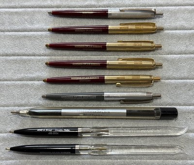 Lot of 9 Hodgman Splain Mortuary Lincoln Nebraska Vintage Ballpoint Pens 