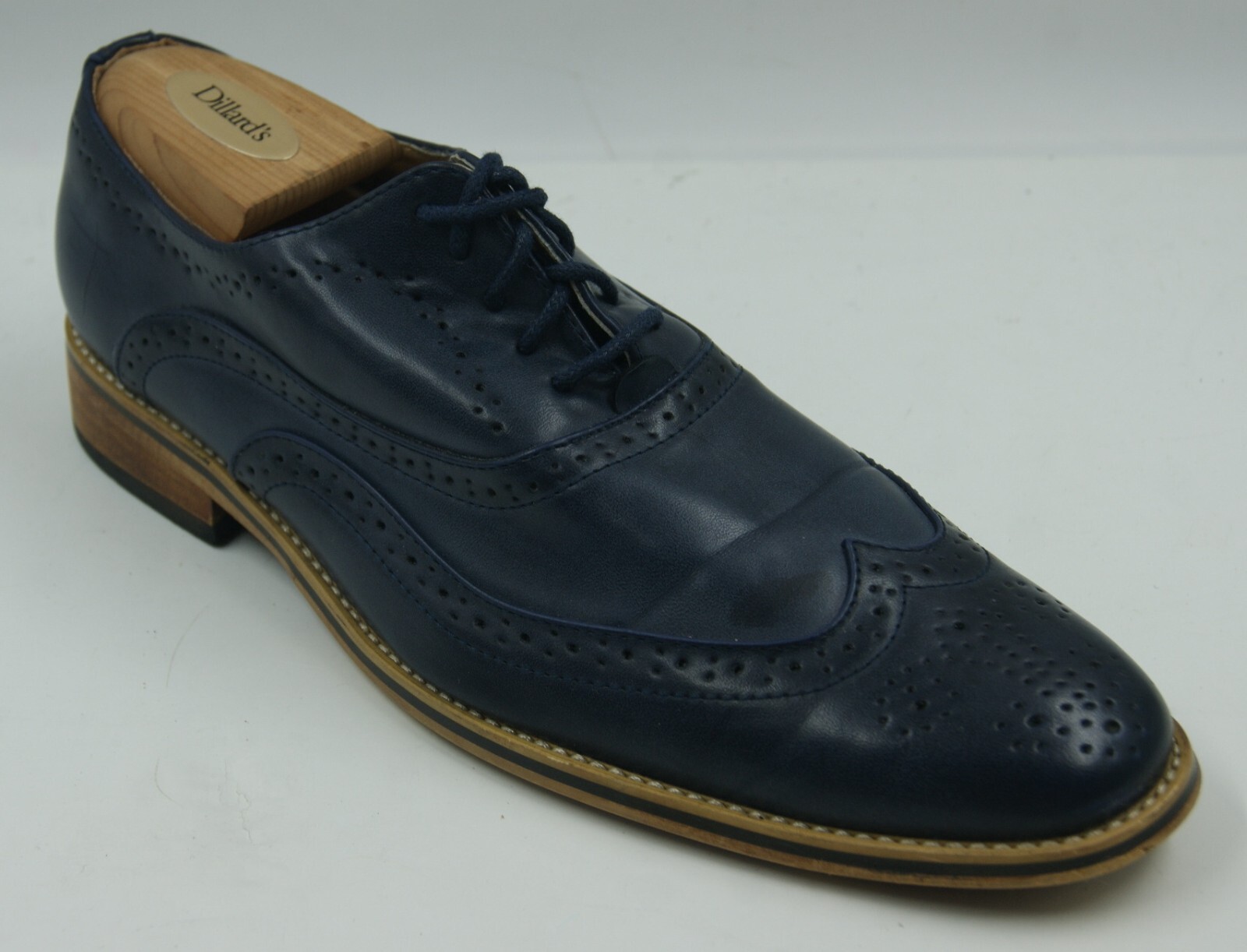 SAOLA Scarpe uomo GGG taglia 8 5 scarpe Oxford a coda di rondine in pelle blu scuro