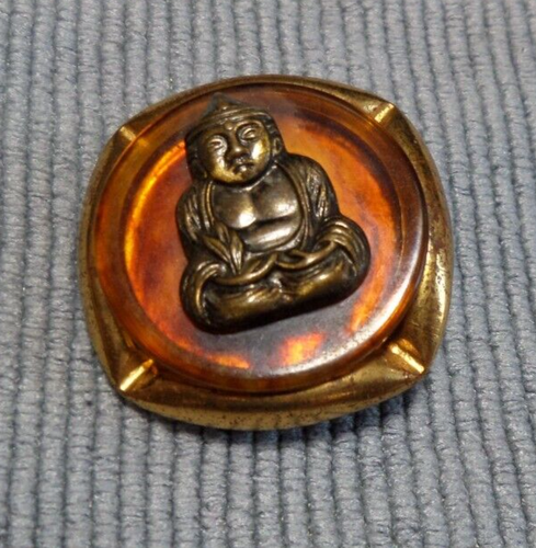 Vintage Metal & Bakelite Picture Button BUDDHA
