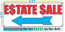 ESTATE SALE w LEFT ARROW Banner Sign NEW Larger Size SUPER High Quality 