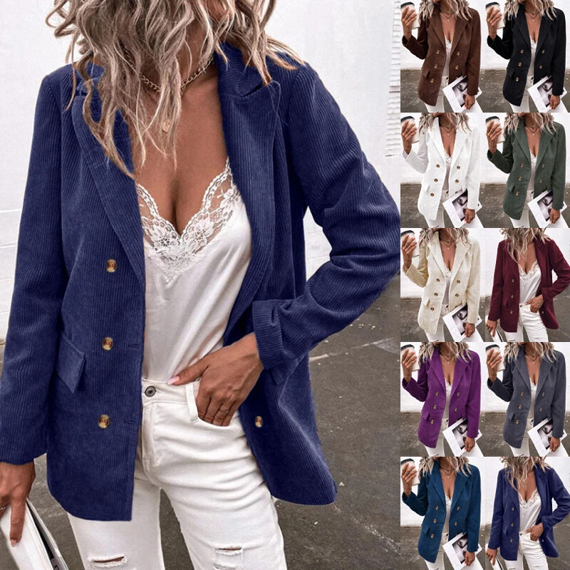 Long corduroy top coat womens