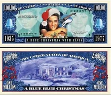 Elvis Presley Blue Christmas Million Dollar Funny Money Novelty Note+FREE SLEEVE