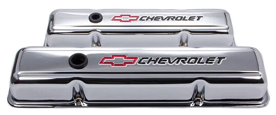 Chevrolet 1971-1986 bloque pequeño válvulas cubiertas Bowtie cromo perfil corto-bajo kit Foto 2 de 4