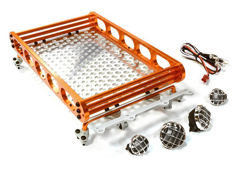 Galet De Toit Réaliste Integy Pour Voiture RC échelle 1/10 - Aluminium Avec LED - 154x98x33mm