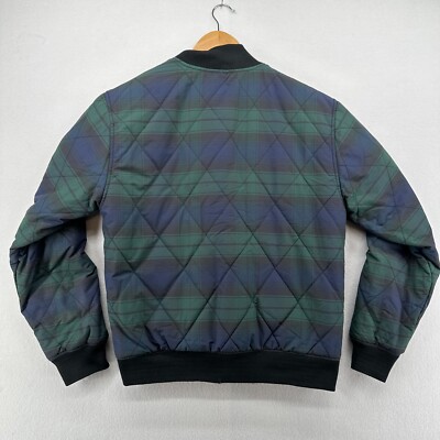 Stussy Quilted Coat Size M Reversible Plaid Black Bomber