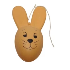 Vtg Sun Hill Bunny Rabbit Blow Mold Plastic Easter Egg Hanging Ornament Orange