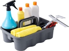 Large Plastic Tote Tool & Deluxe Supply Cleaning Caddy with Handle