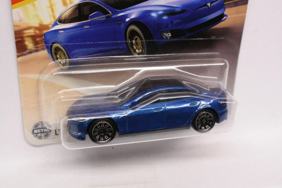 MATCHBOX Short Card MBX 2024 TESLA MODEL S BLUE 42/125 NEW BR1 88403 - Immagine 2 di 3