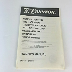 Original Emerson Ev818 Ev598 Vcr Owener S Manual Only Ebay