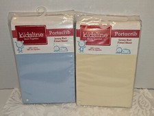 Kidsline Grow Together Portacrib Jersey Knit Fitted Sheet Set/2 Blue  Yellow