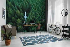 3D Airplane Forest Wallpaper Wall Mural Removable Self-adhesive Sticker