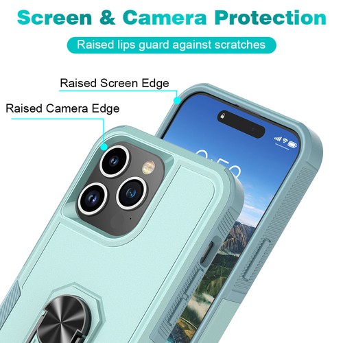 Funda para iPhone 15 Pro Max/15 Pro/15 Plus, cubierta de anillo de soporte + protector de pantalla - Imagen 38 de 56