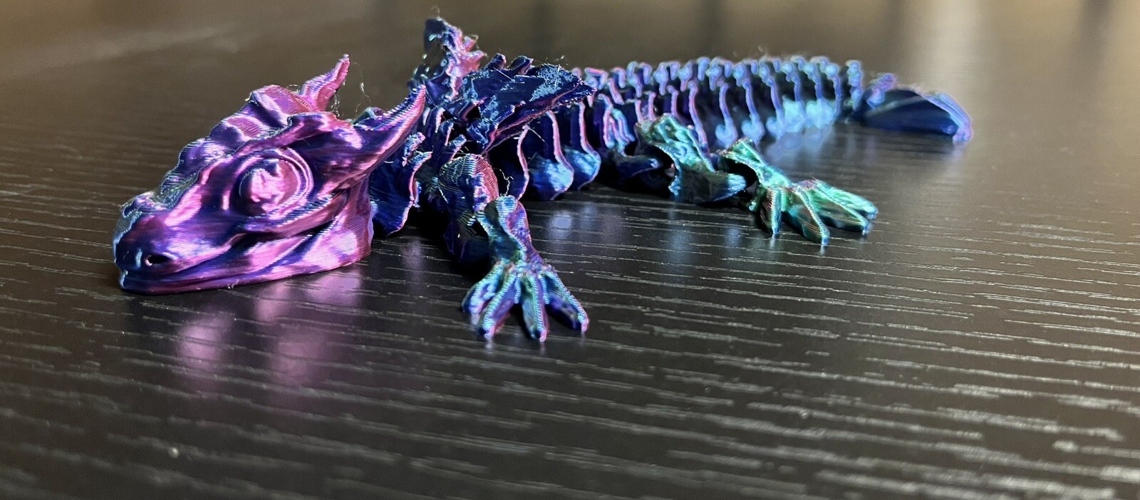 3D Printed Articulated Mini Crystal Dragon Fidget Toy 6’’