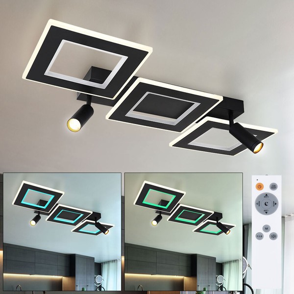 Deckenleuchte Led Lampe Rgb Farbwechsler Fernbedienung Memory Dimmbar 3 Quadrate-image