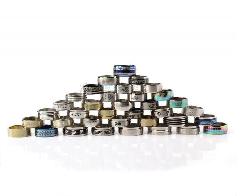 100 X смесь лот из нержавеющей стали кольца оптовая продажа мужчин женщин подарок модные ювелирные изделия лот - Изображение 4 из 4