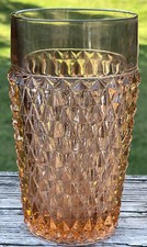 VINTAGE PINK DEPRESSION DIAMOND POINT GLASS TUMBLER