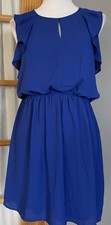 Y2K Express Ruffled Chiffon Dress Women’s S Blue Sleeveless Fairy Party Boho