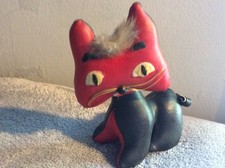 Vintage Handmade /Dakin Leather Cat