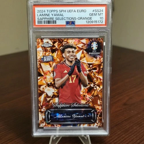 Lamine Yamal Topps Chrome Sapphire Selections Euro Orange /25 Psa 10 Gem