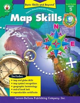 Map Skills Social Studies Grade 5 - Paperback, by Sharon Thompson - Very Good j