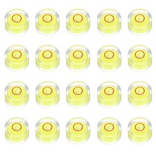 20pcs Circular Bubble Spirit Level 15x8mm Bubble Spirit Level, Yellow/Red